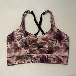 Floral Sports Bra with Strappy Back